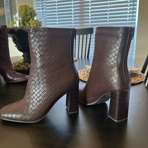Brown Textured Ankle Boots